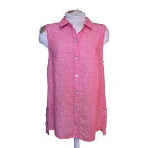 Jones New York‎ Women's Red Linen Sleeveless Tank Top Size Large Casual